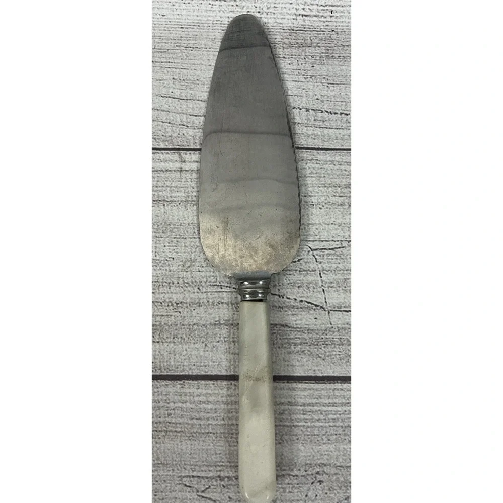 Vintage Sheffield England Cake Server Faux Mother‎ Of Pearl Handle Serrated